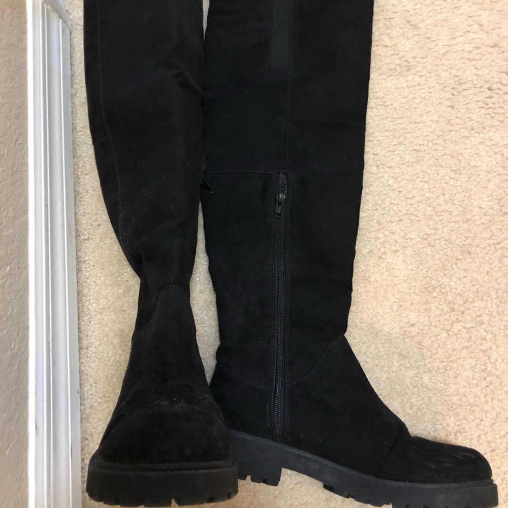 H&M black suede knee high boots